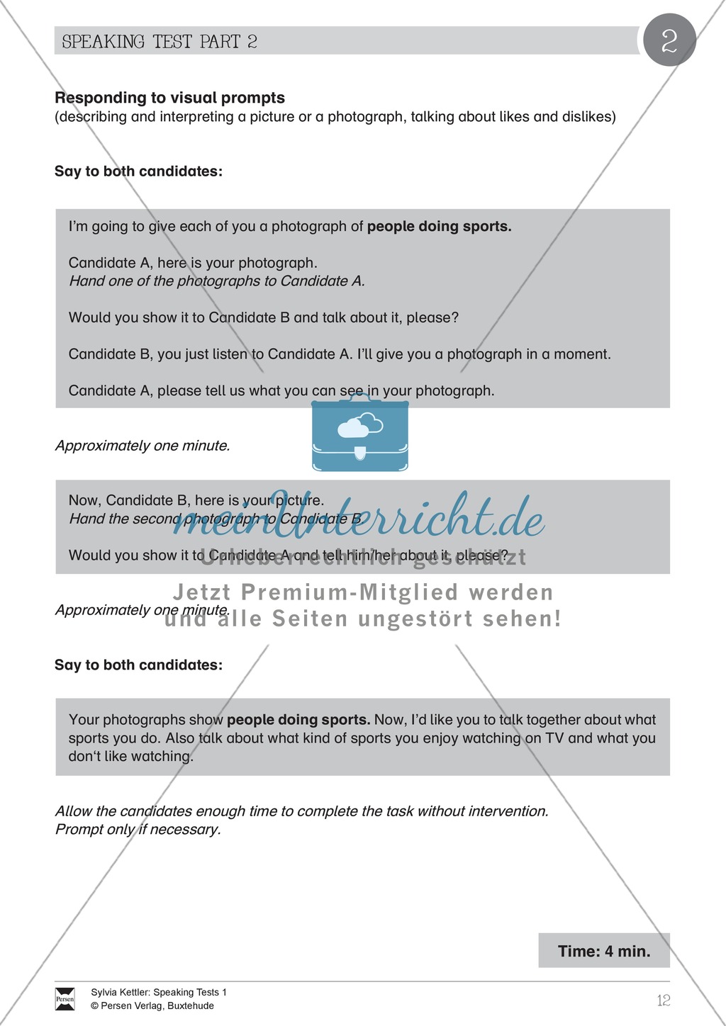 Speaking Test (part 2): Responding to visual prompts - People doing sports Preview 1
