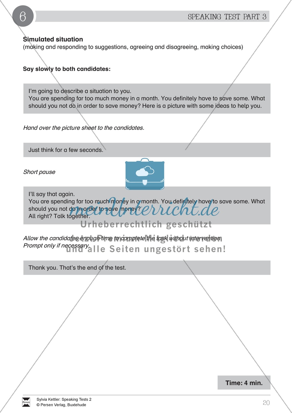 Speaking Test (part 3): Simulated situation - Saving money Preview 1