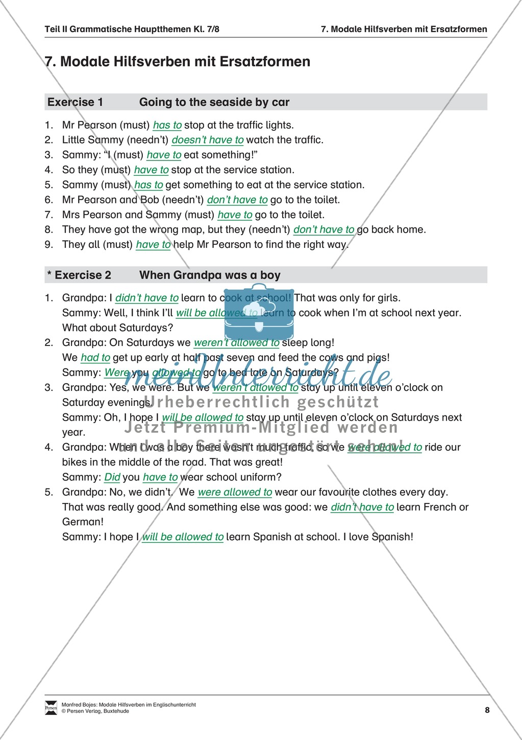 Exercises modal verbs + Lösungen Preview 4