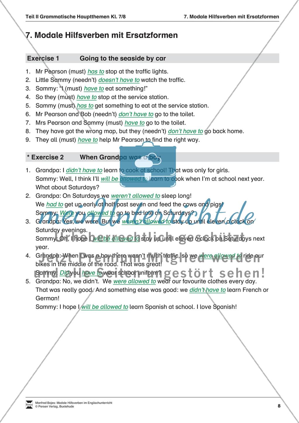 Exercises modal verbs + Lösungen Preview 4