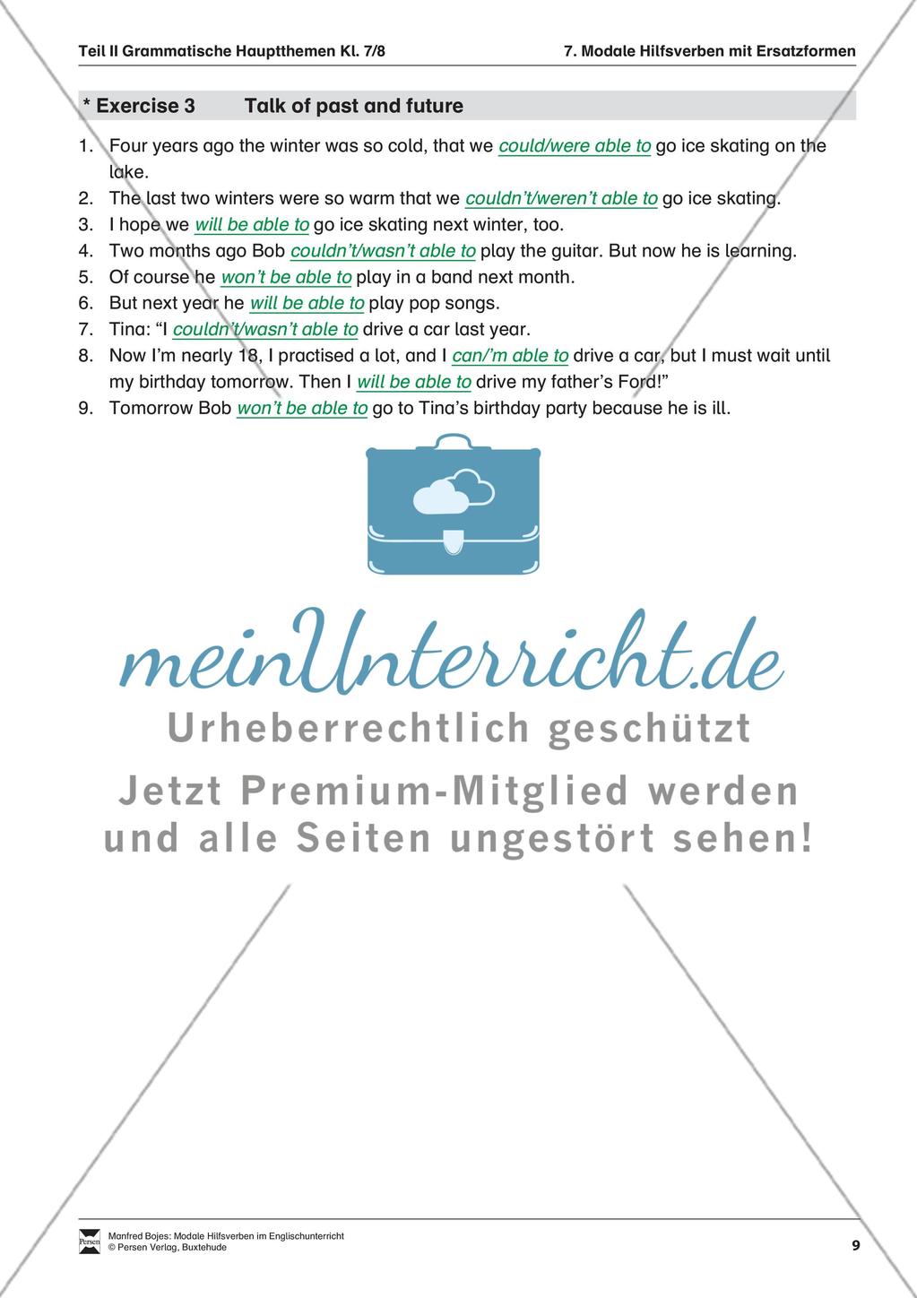 Exercises modal verbs + Lösungen Preview 5
