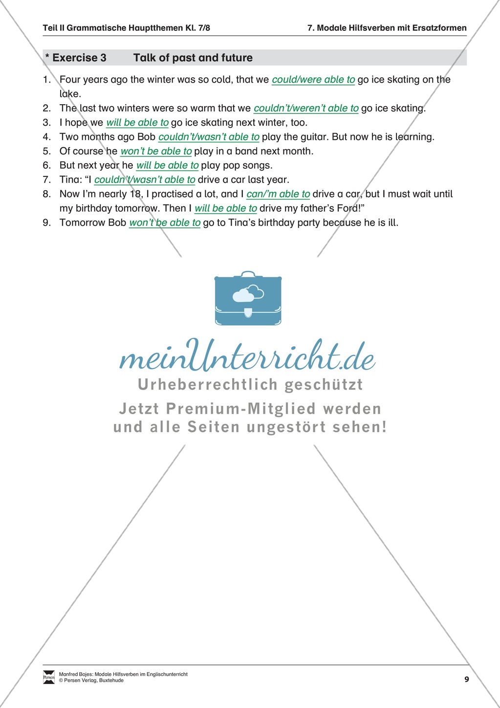 Exercises modal verbs + Lösungen Preview 5