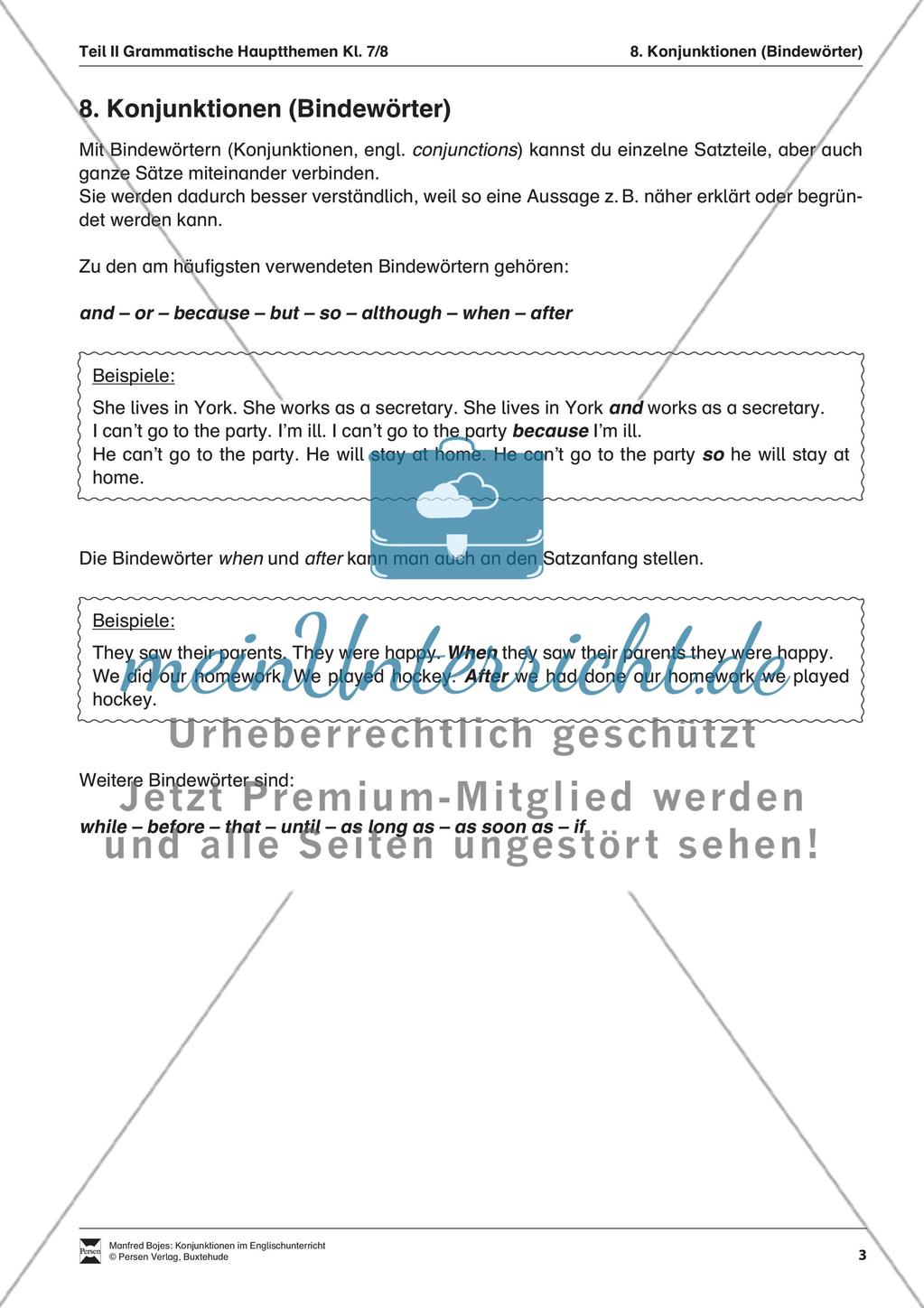 Erklärung Konjunktionen für Schüler Preview 1