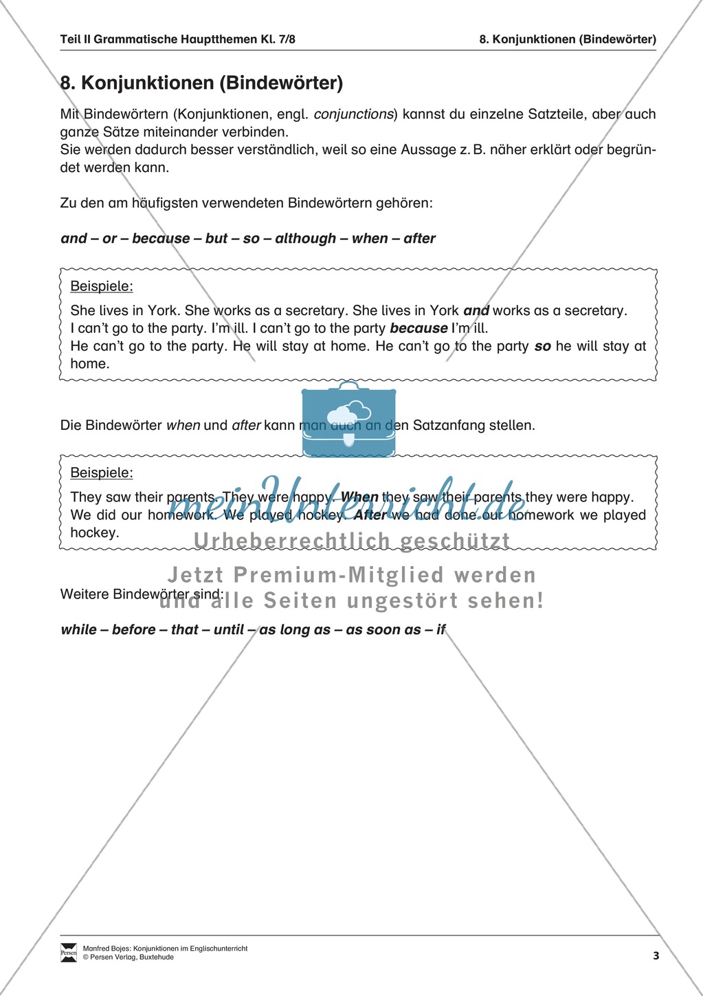 Erklärung Konjunktionen für Schüler Preview 1