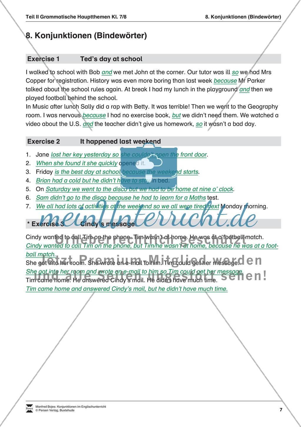 Exercises conjunctions + Lösungen Preview 4