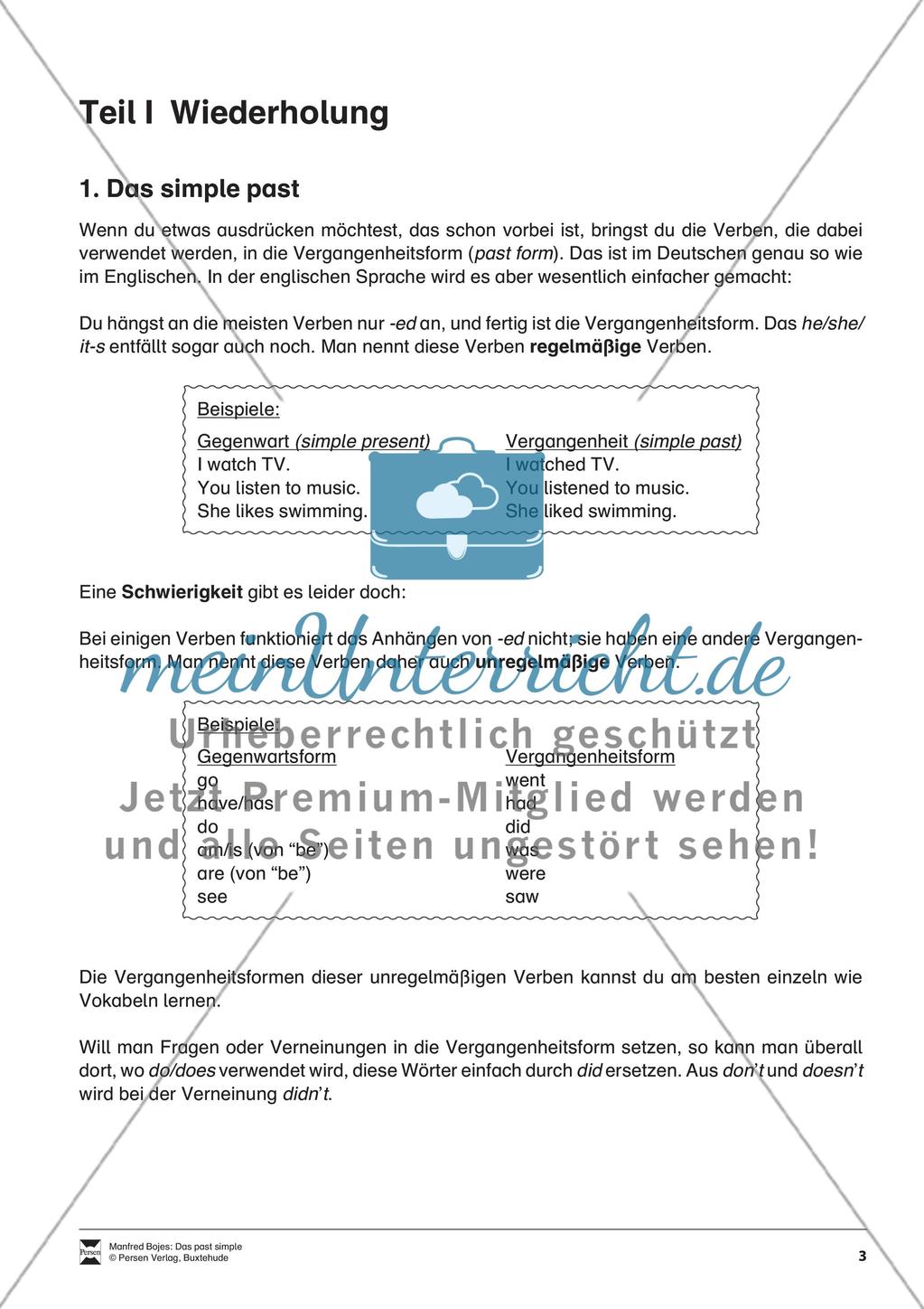 Grundwissen Grammatik: Erklärung simple past für Schüler Preview 1