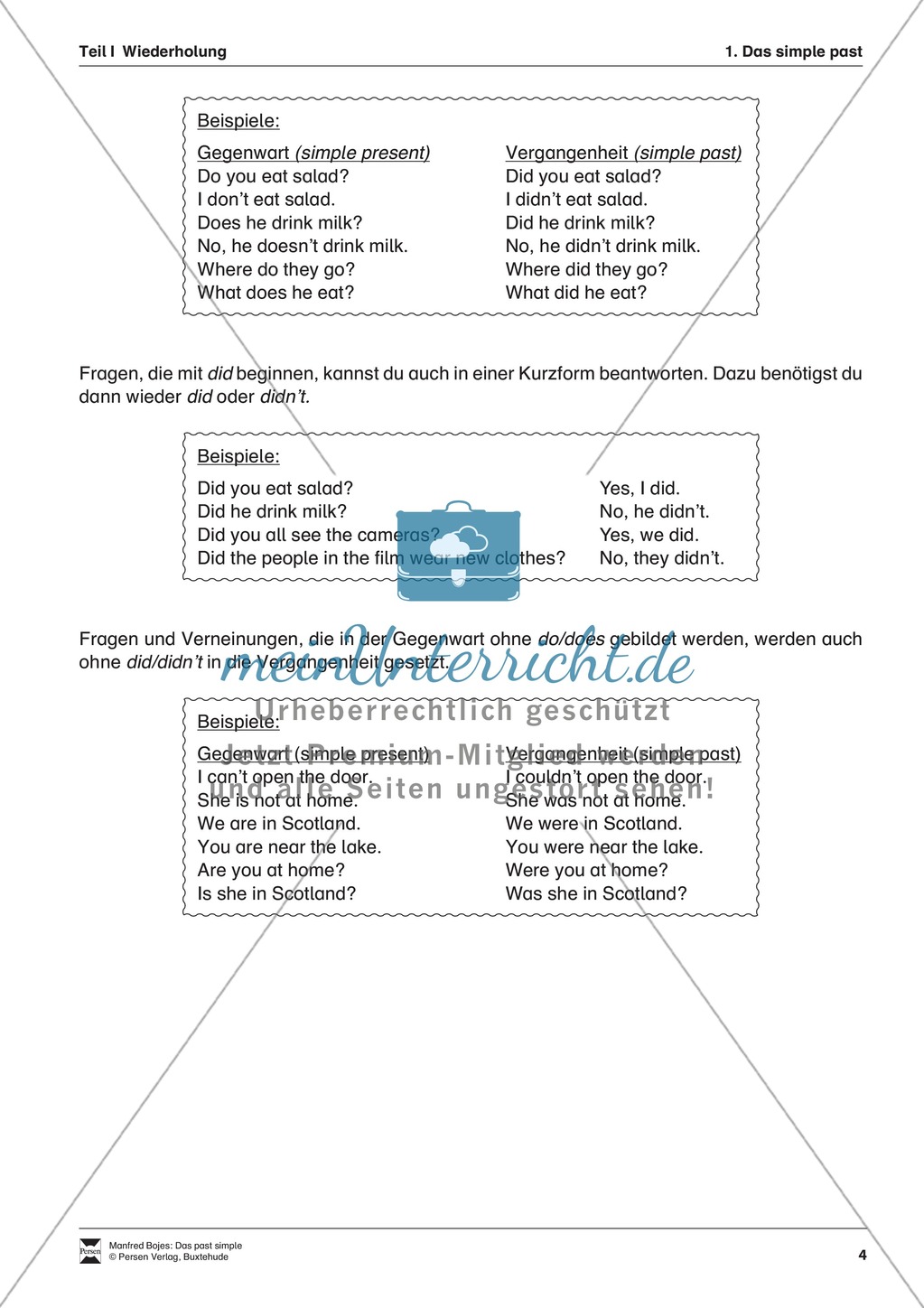 Grundwissen Grammatik: Erklärung simple past für Schüler Preview 2