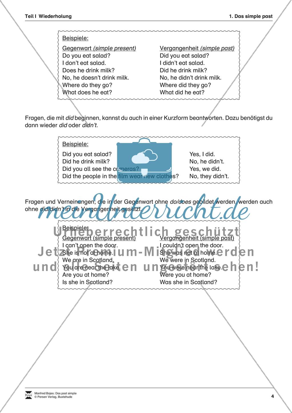 Grundwissen Grammatik: Erklärung simple past für Schüler Preview 2
