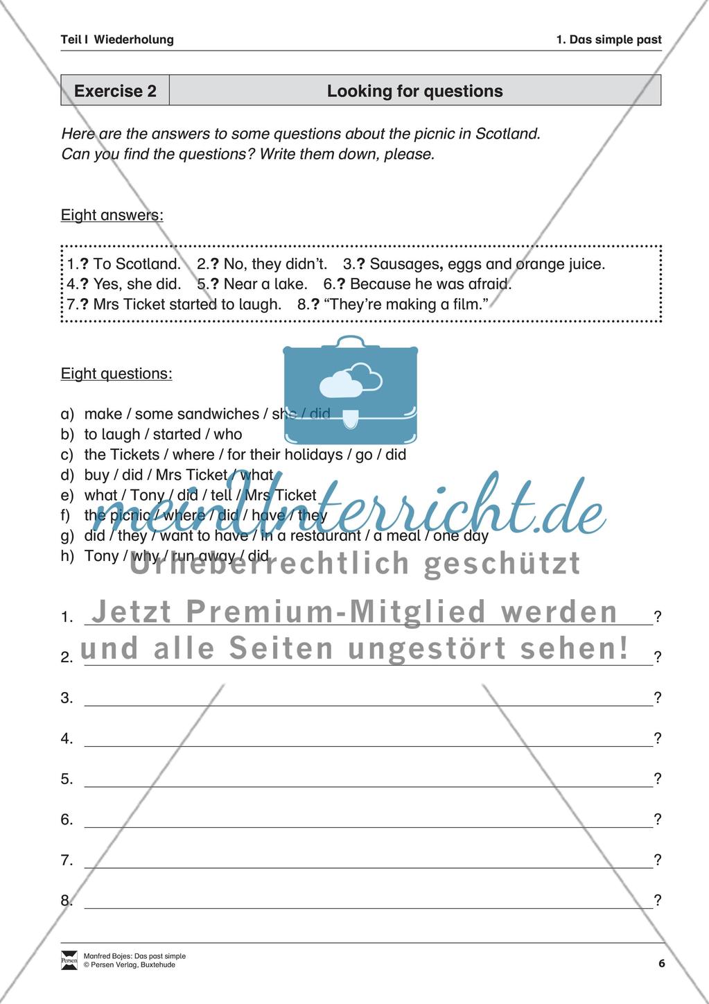 Exercises simple past + Lösungen Preview 2