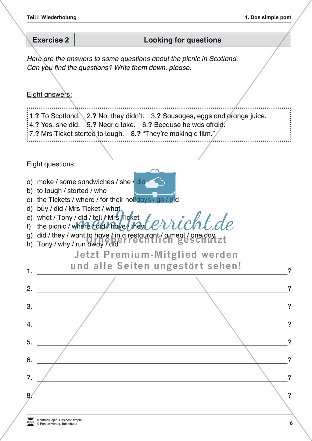 Exercises simple past + Lösungen Preview 2