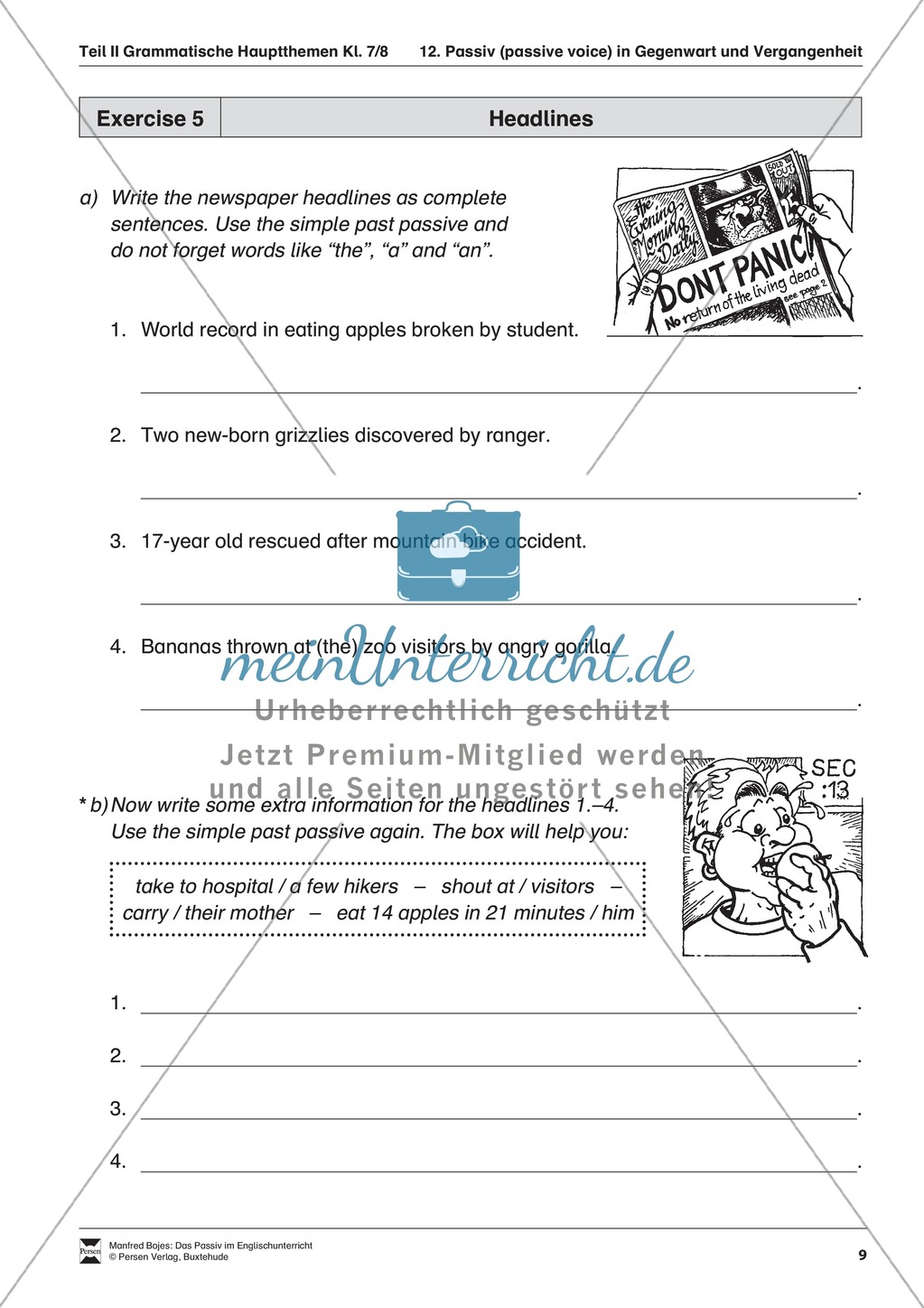 Exercises passive voice + Lösungen Preview 5