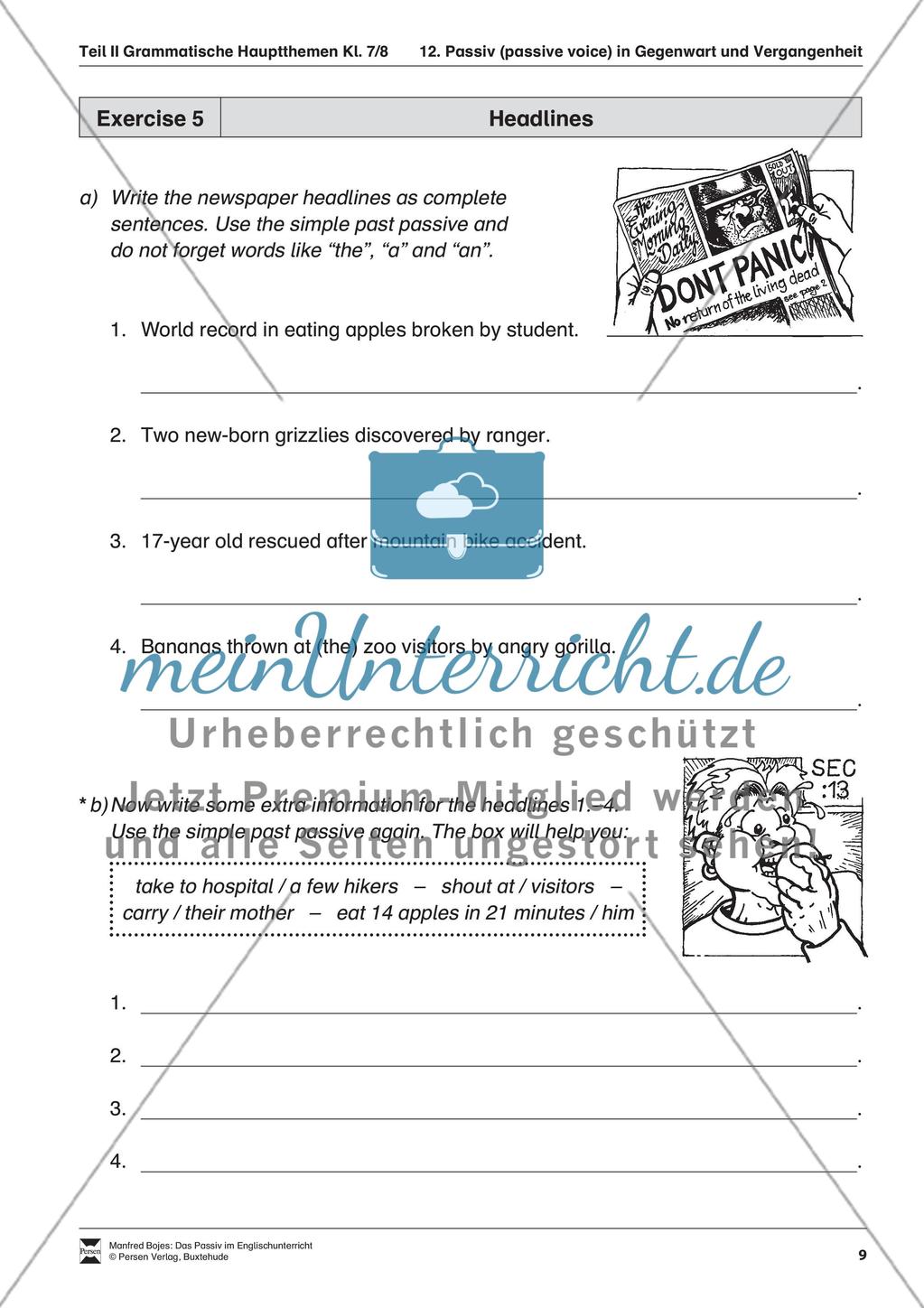 Exercises passive voice + Lösungen Preview 5