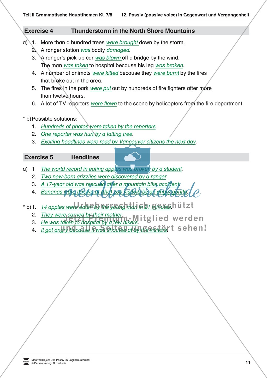Exercises passive voice + Lösungen Preview 7