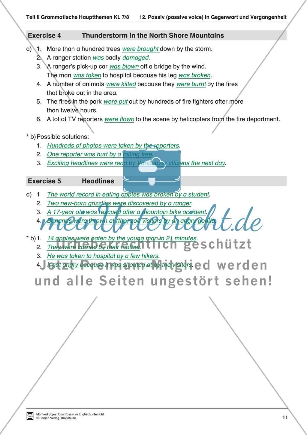 Exercises passive voice + Lösungen Preview 7