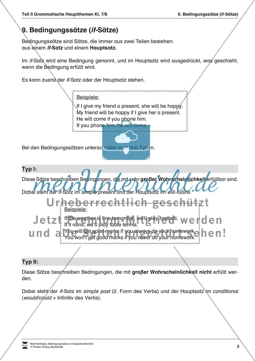 Erklärung Bedingungssätze für Schüler Preview 1