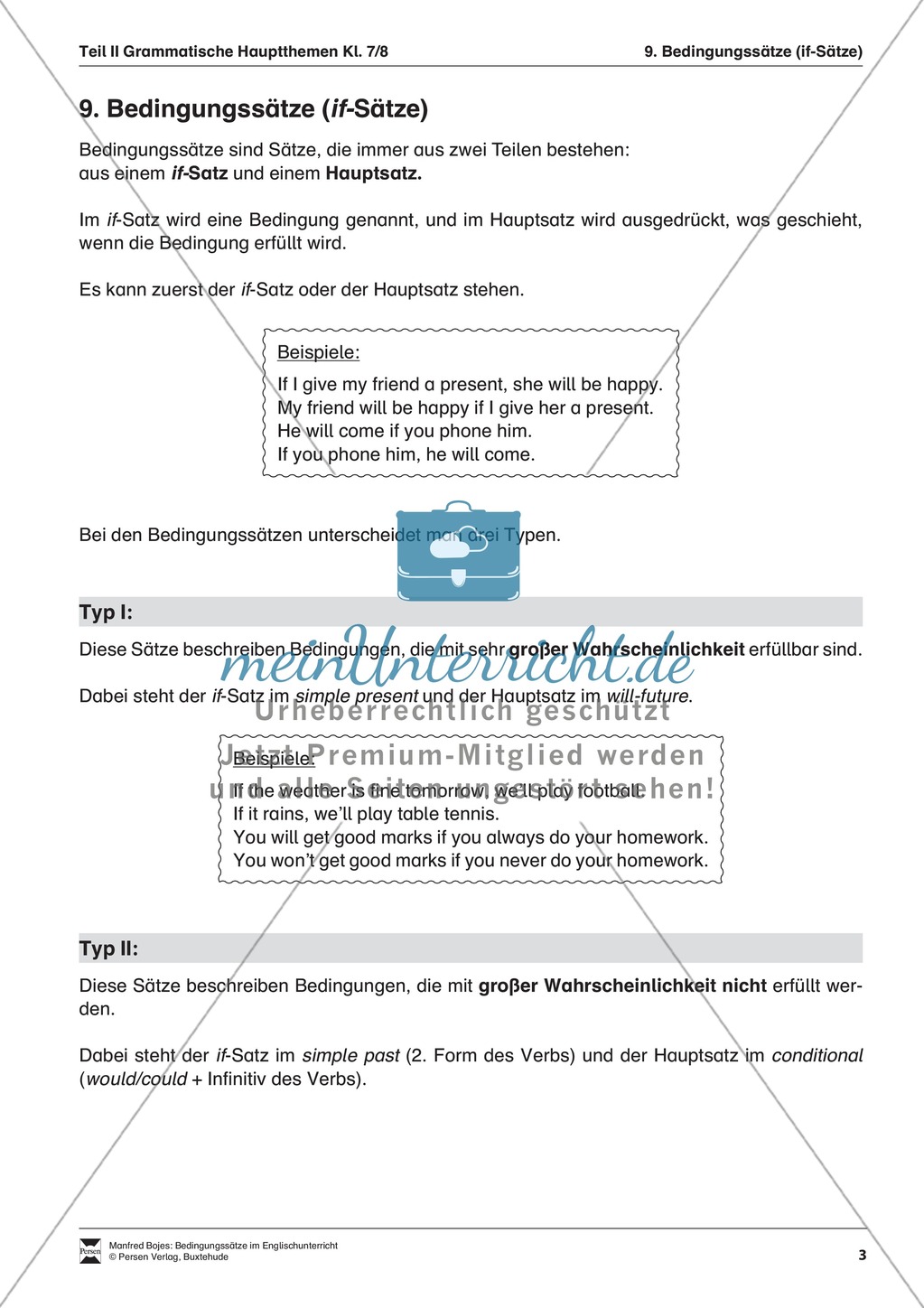 Erklärung Bedingungssätze für Schüler Preview 1