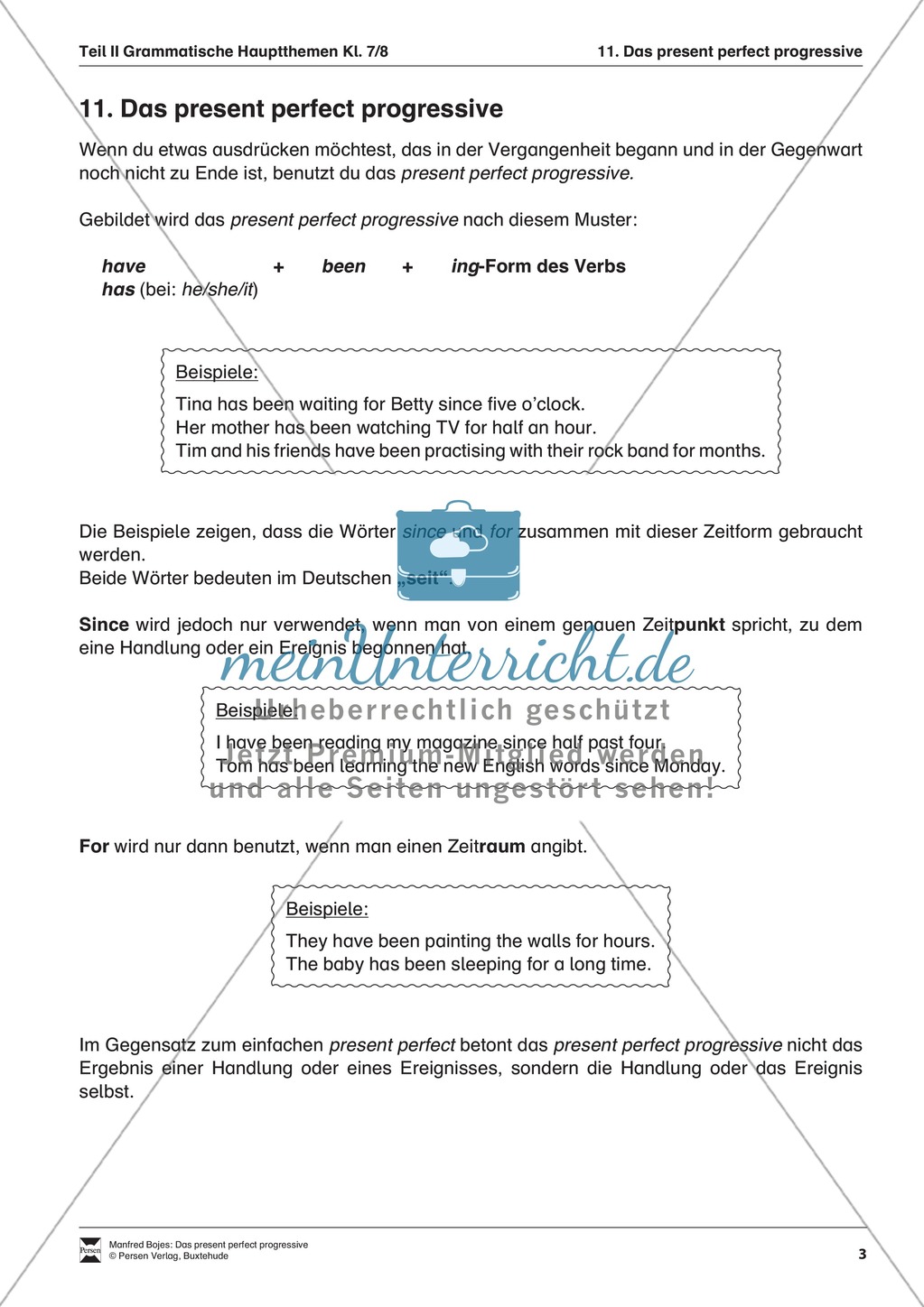 Erklärung present perfect progressive für Schüler Preview 1