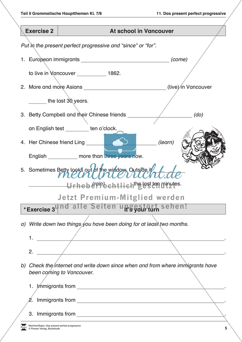 Exercises present perfect progressive + Lösungen Preview 2