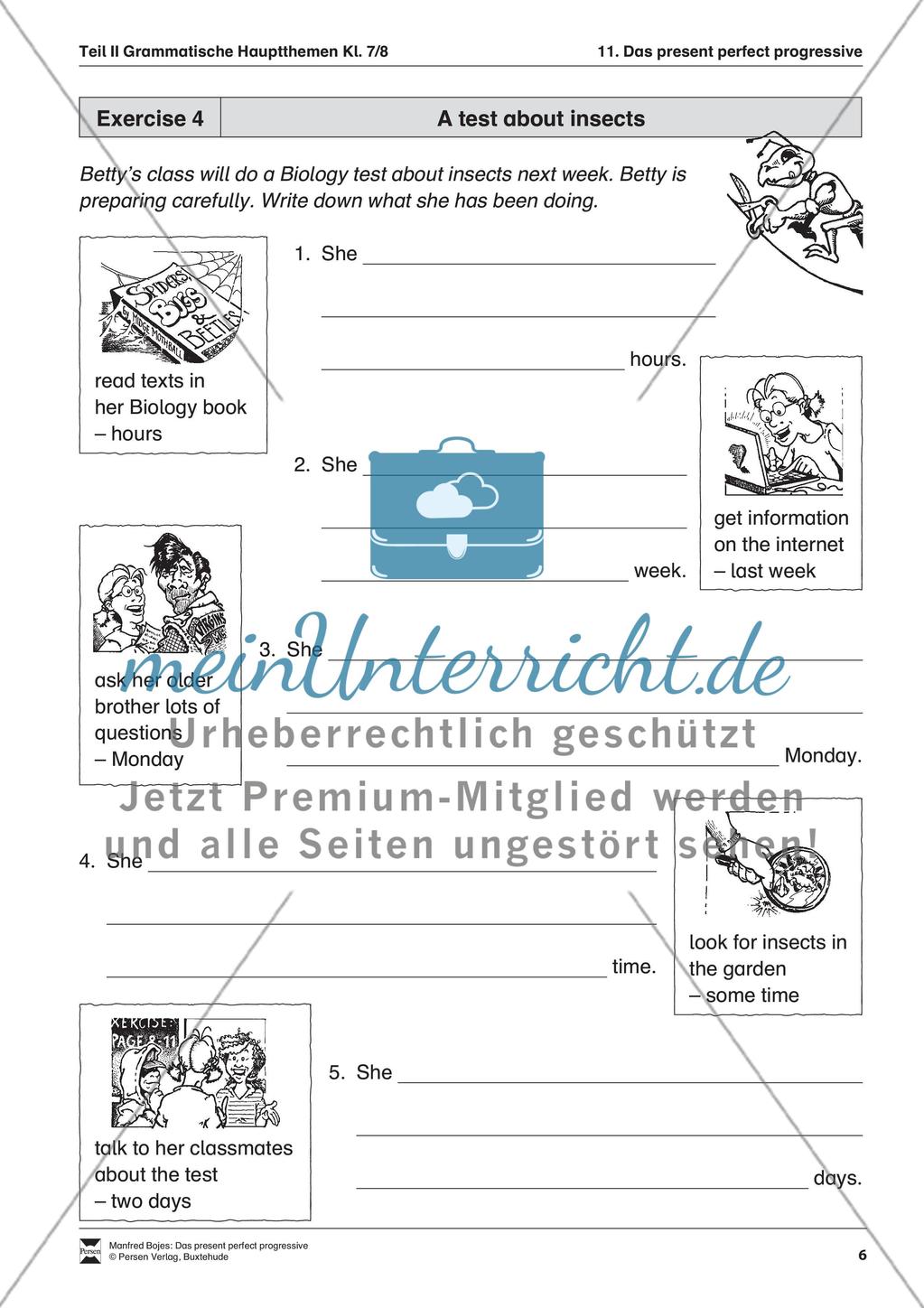 Exercises present perfect progressive + Lösungen Preview 3
