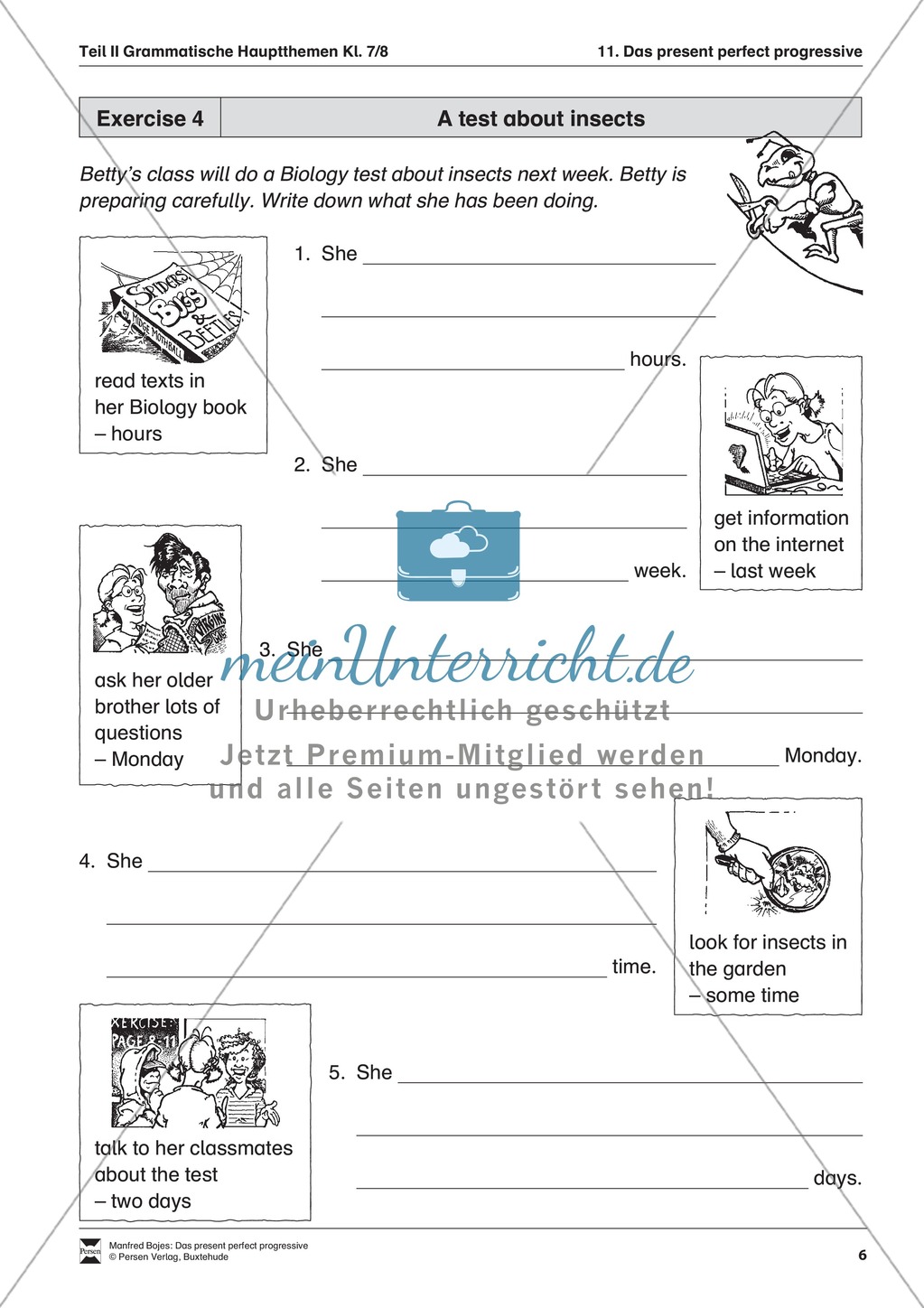 Exercises present perfect progressive + Lösungen Preview 3