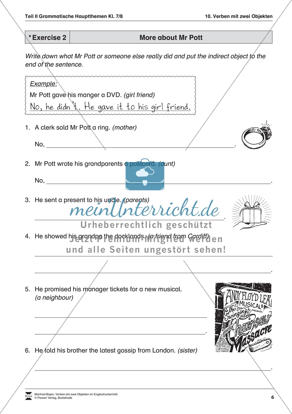 Exercises Verben mit zwei Objekten + Lösungen Preview 3