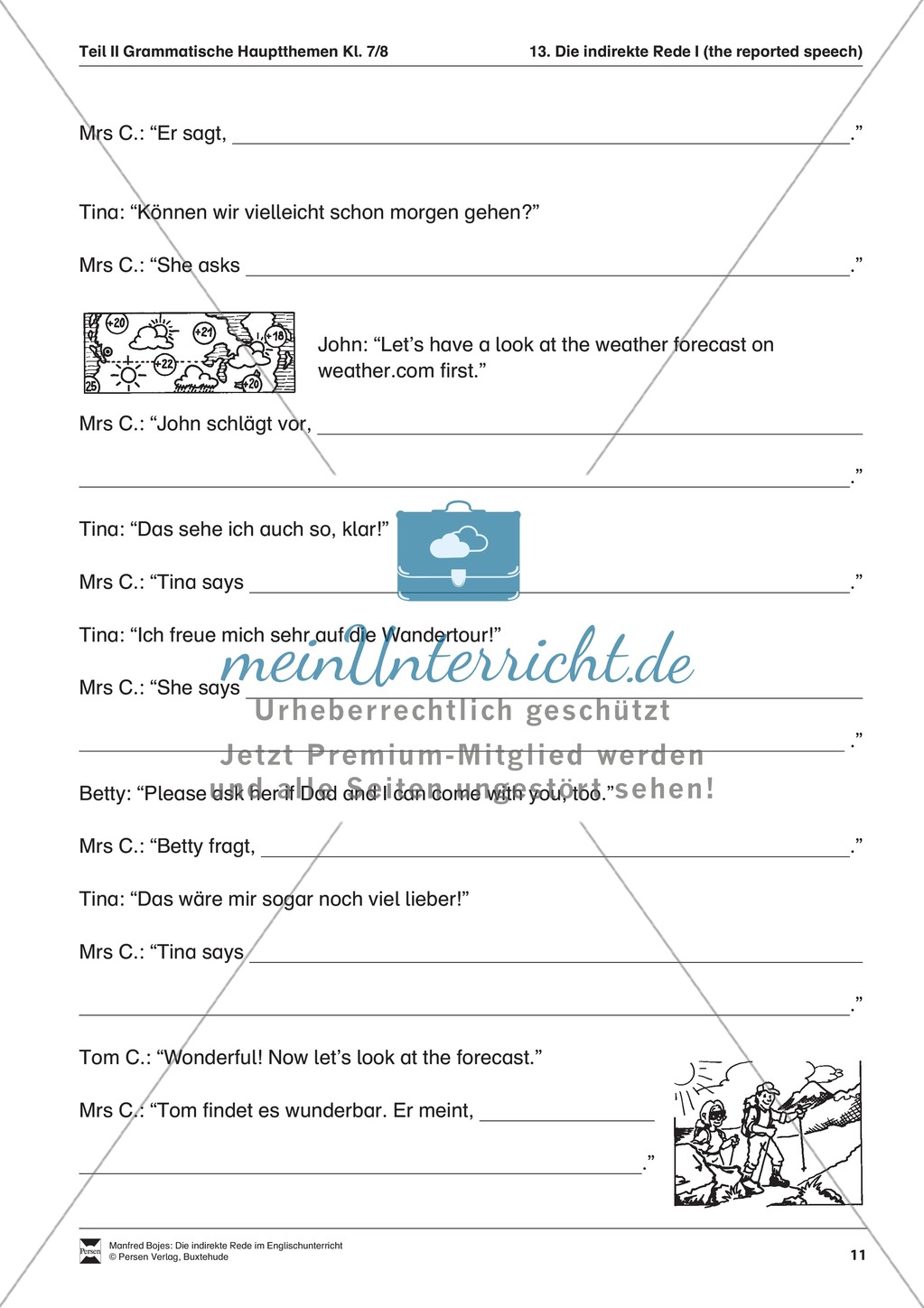 Exercises reported speech + Lösungen Preview 6