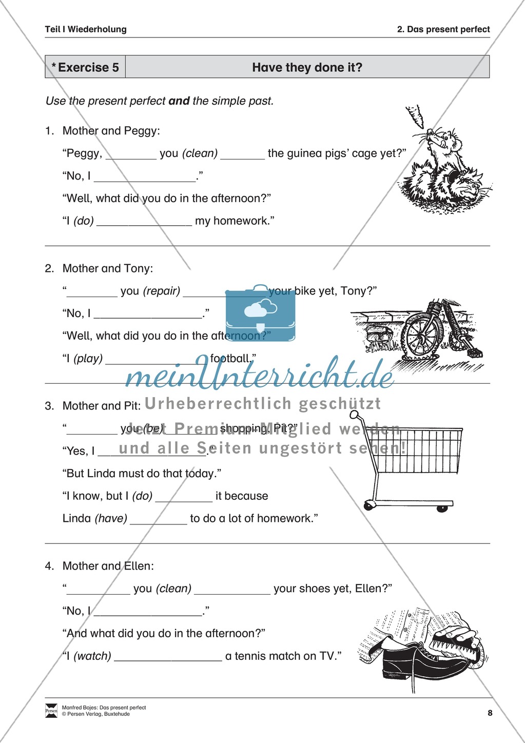 Exercises present perfect + Lösungen Preview 4