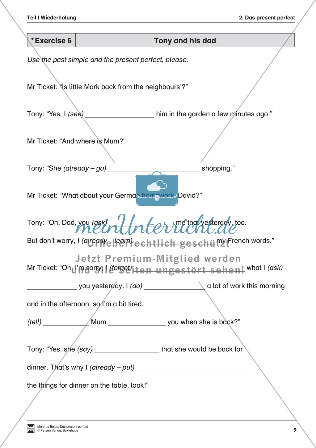 Exercises present perfect + Lösungen Preview 5