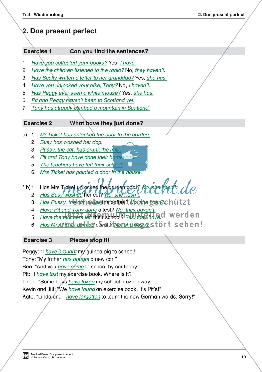 Exercises present perfect + Lösungen Preview 6