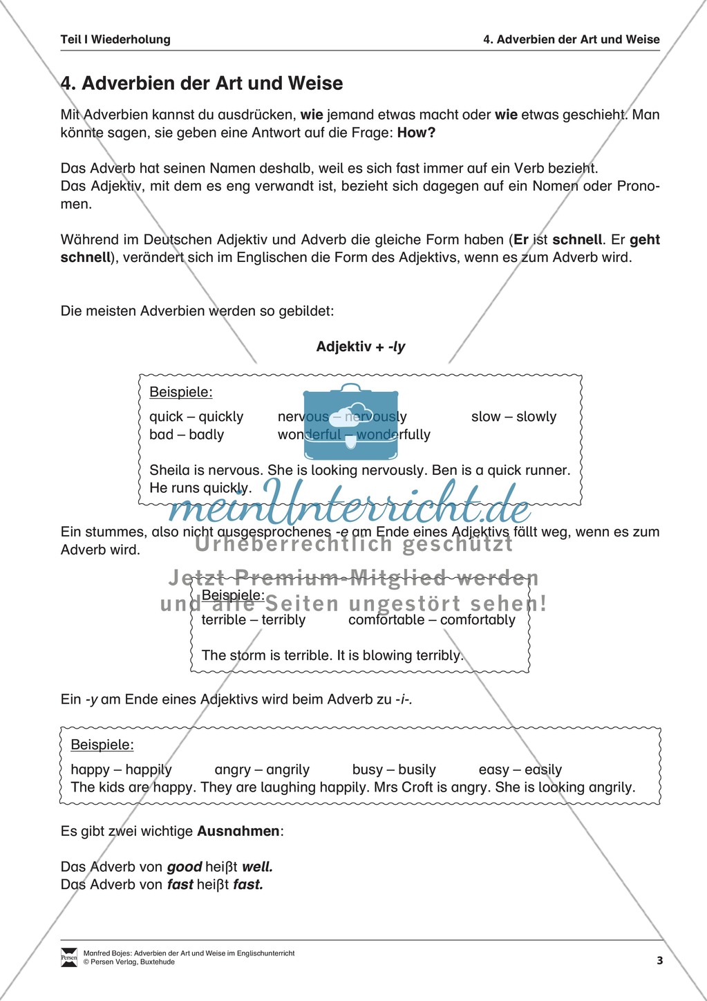Erklärung Adverbien der Art und Weise für Schüler Preview 1