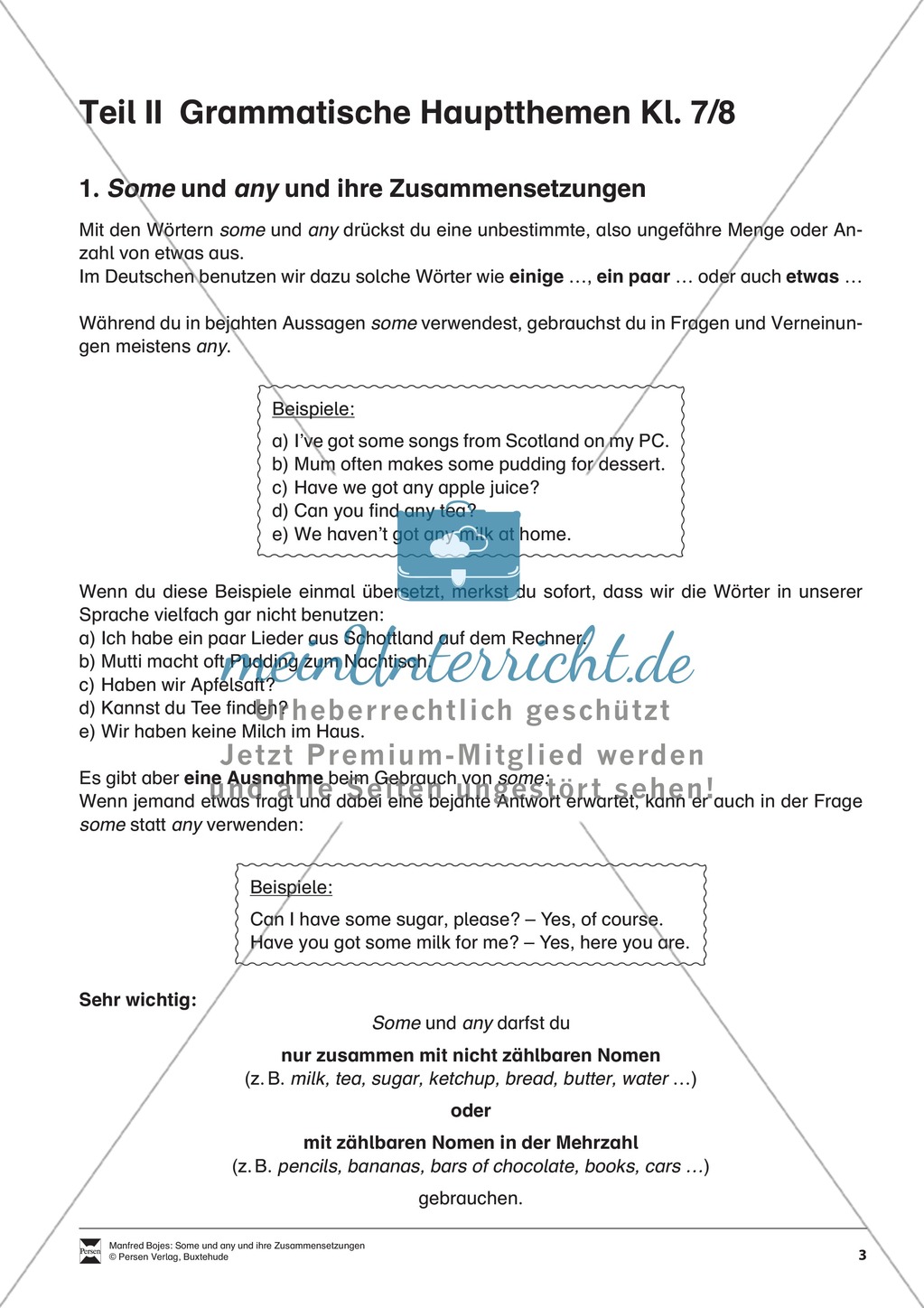 Erklärung some und any für Schüler Preview 1