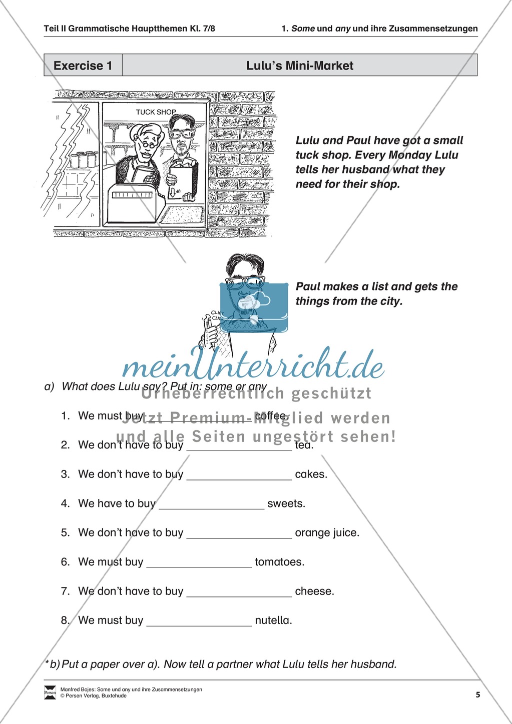 Exercises some / any + Lösungen Preview 1