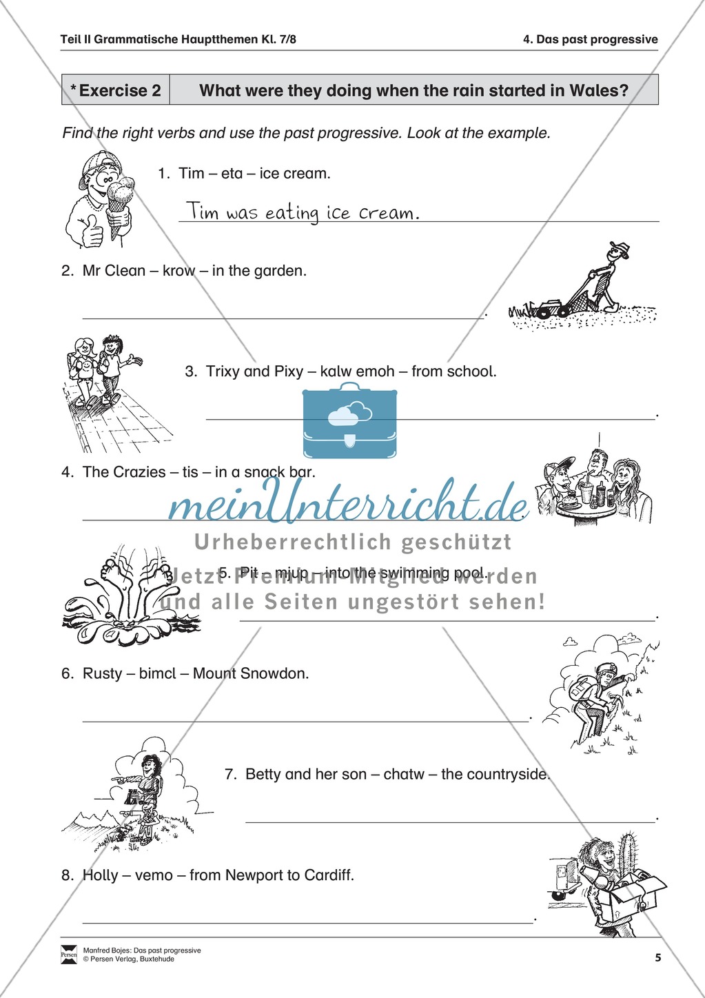 Exercises past progressive + Lösungen Preview 2