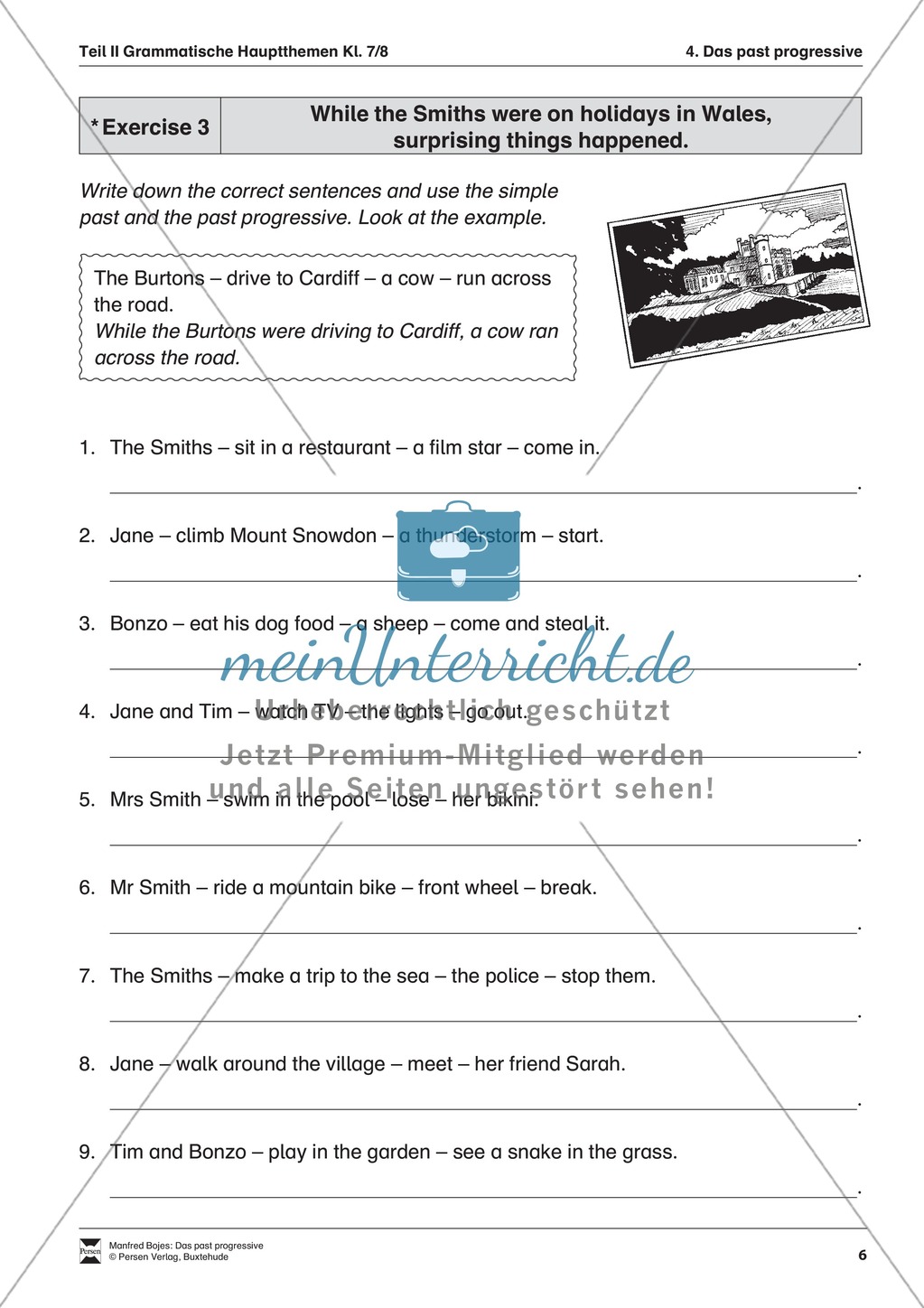 Exercises past progressive + Lösungen Preview 3