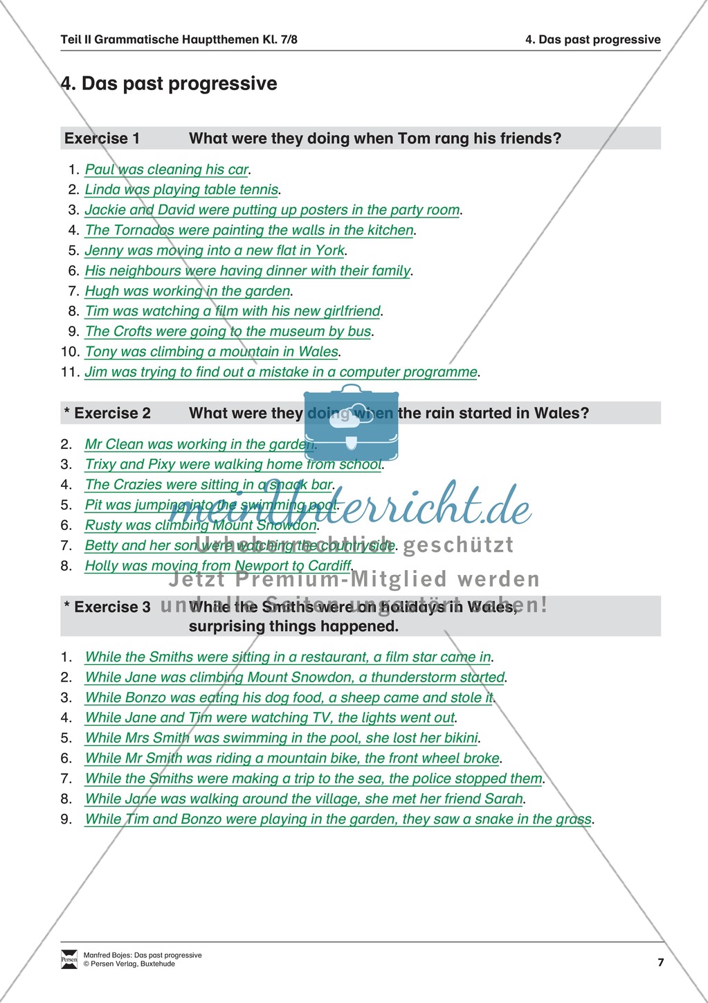 Exercises past progressive + Lösungen Preview 4