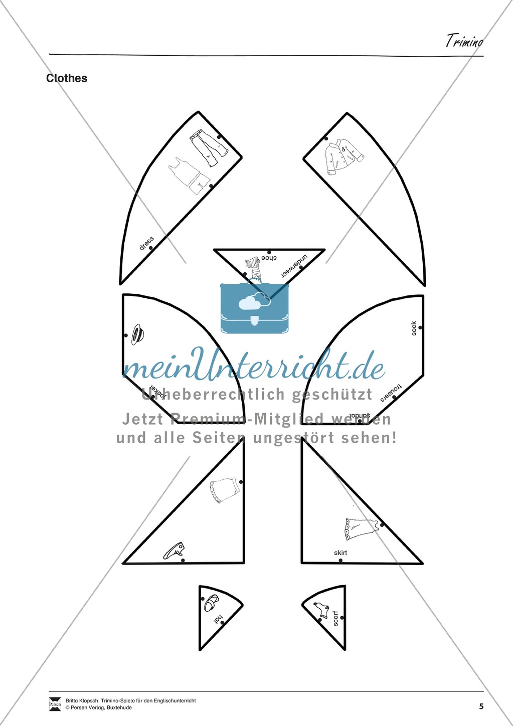 Trimino-Spiel Clothes (Klasse 2-4) Preview 2
