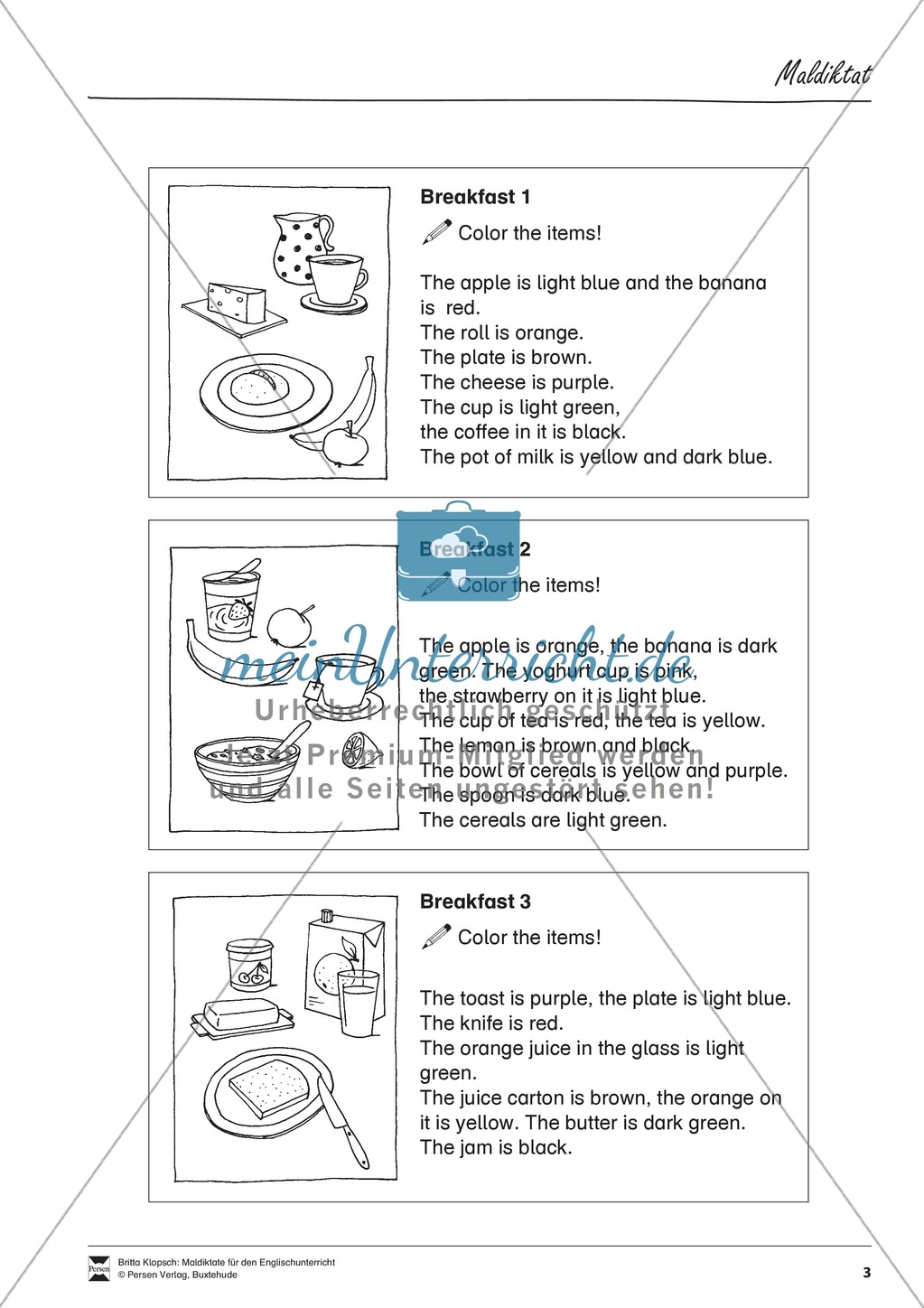 Maldiktat Breakfast (Klasse 2-3) Preview 2