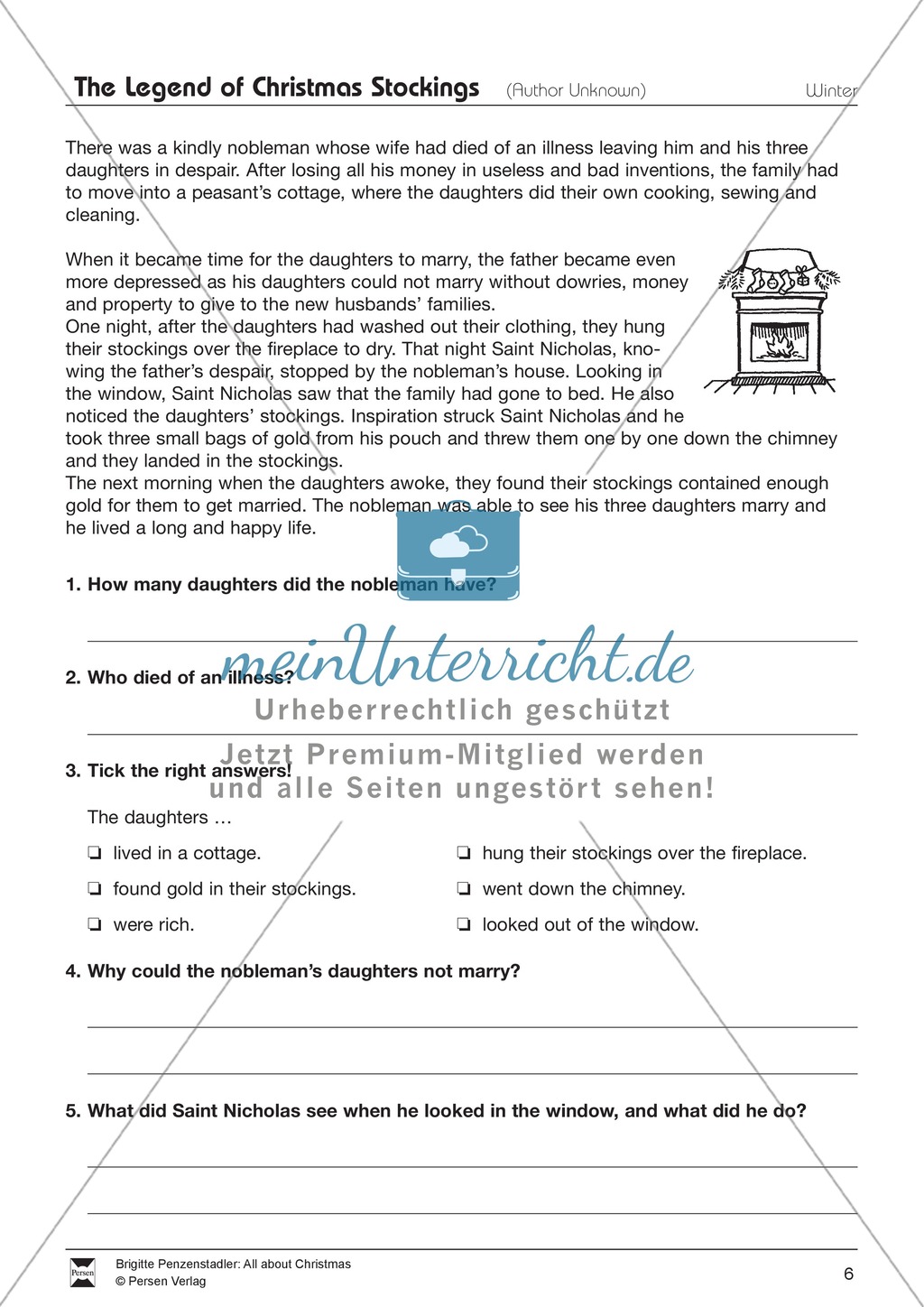 The Legend of Christmas Stockings: text comprehension exercises Preview 1