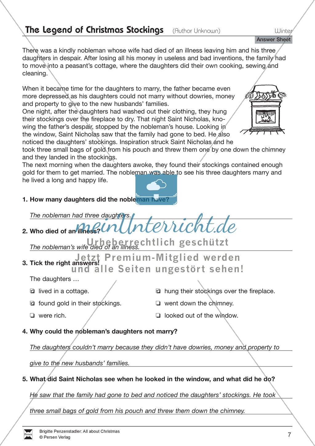 The Legend of Christmas Stockings: text comprehension exercises Preview 2