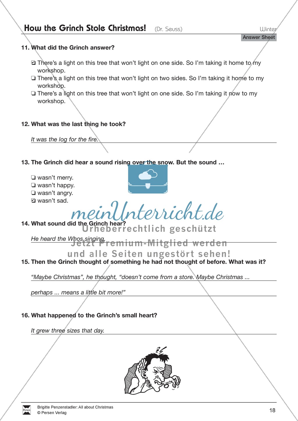 How the Grinch Stole Christmas: story and text comprehension questions Preview 7