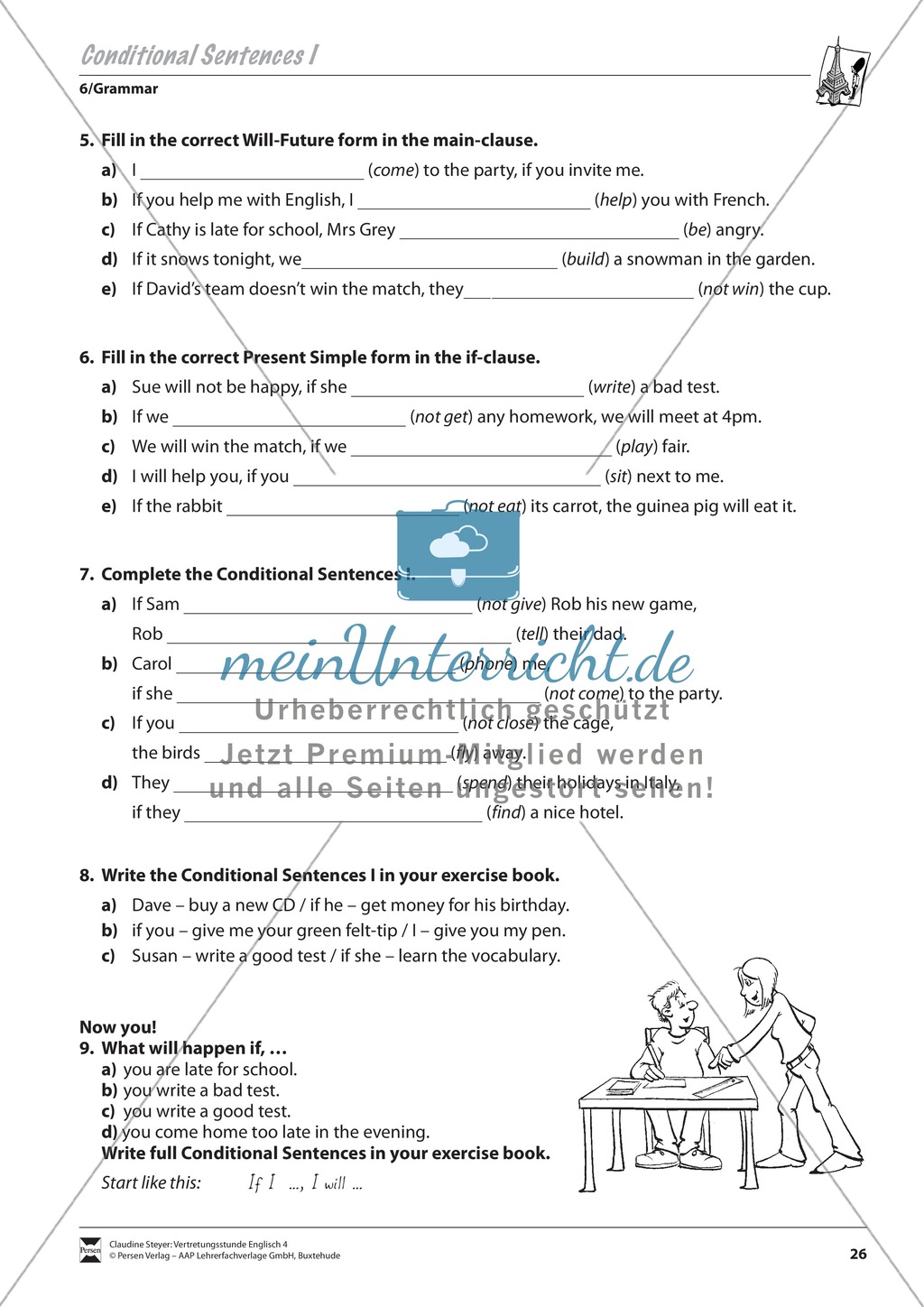 Vertretungsstunde Wortschatz: Exercises on Conditional Sentences I + Lösungen Preview 2
