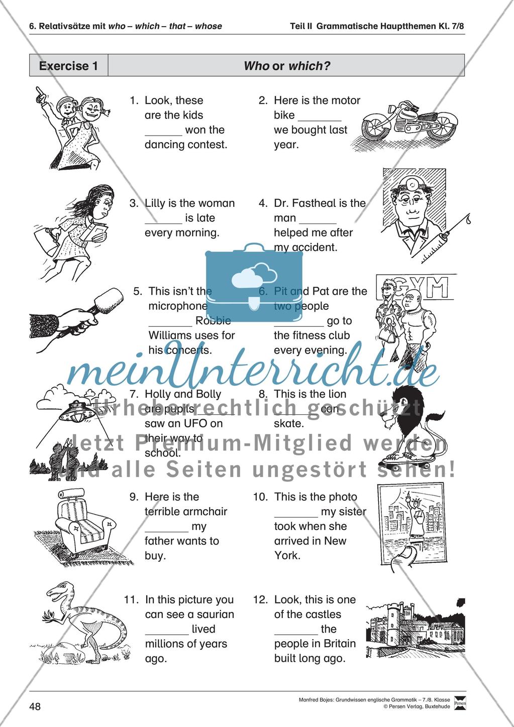 Relativsätze mit who, which, that, whose Preview 2