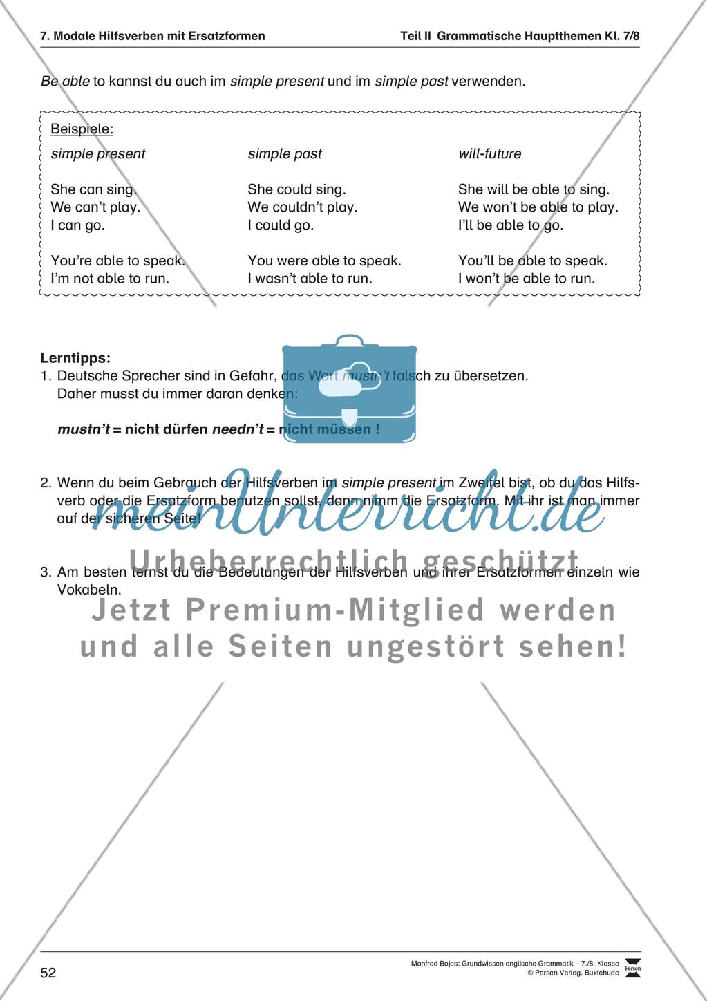 Modale Hilfsverben mit Ersatzformen Preview 2