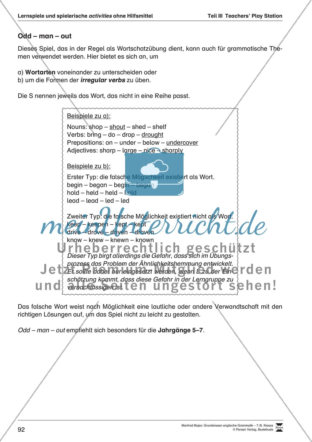Lernspiele und spielerische activities ohne Hilfsmittel zu einzelnen grammatischen Themen Preview 3