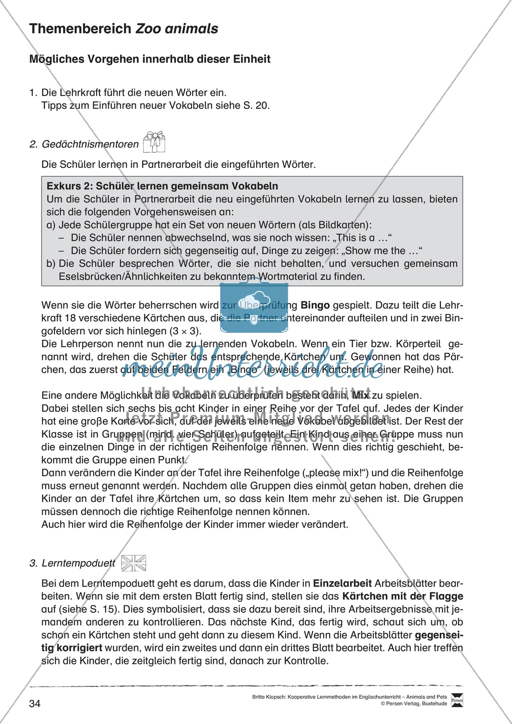 Kooperatives Lernen: Themenbereich Zoo Animals + Kopiervorlagen Preview 10