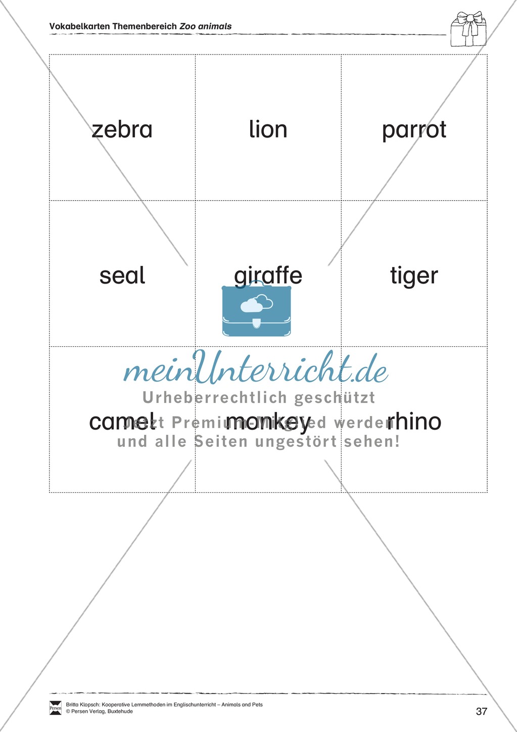 Kooperatives Lernen: Themenbereich Zoo Animals + Kopiervorlagen Preview 13