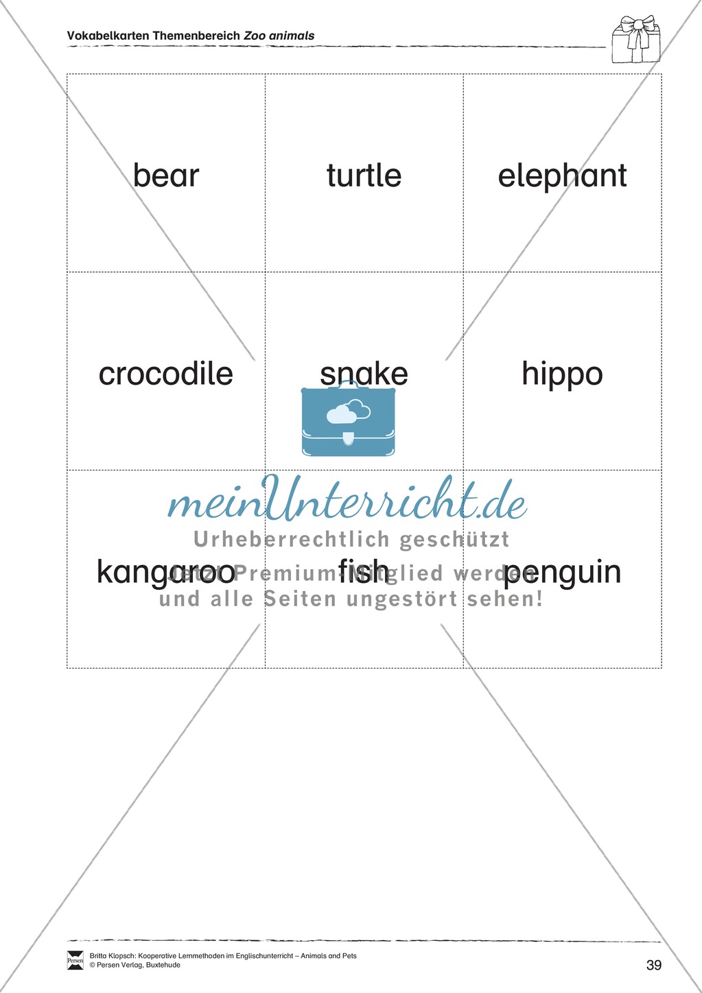 Kooperatives Lernen: Themenbereich Zoo Animals + Kopiervorlagen Preview 15