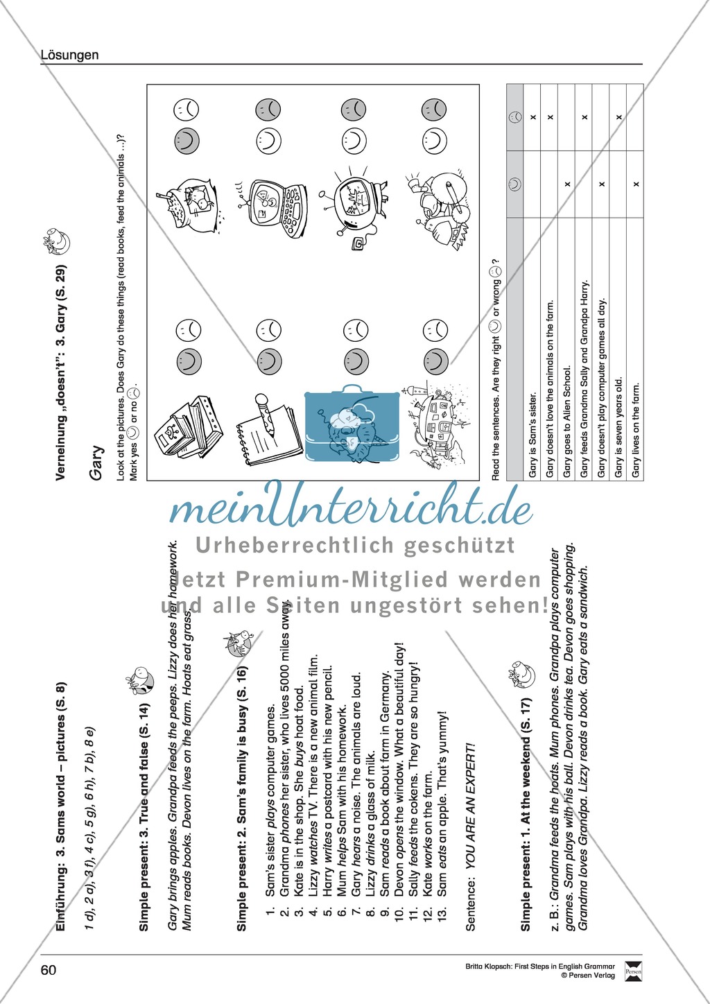 Übungen zum Simple Present anhand der Geschichte