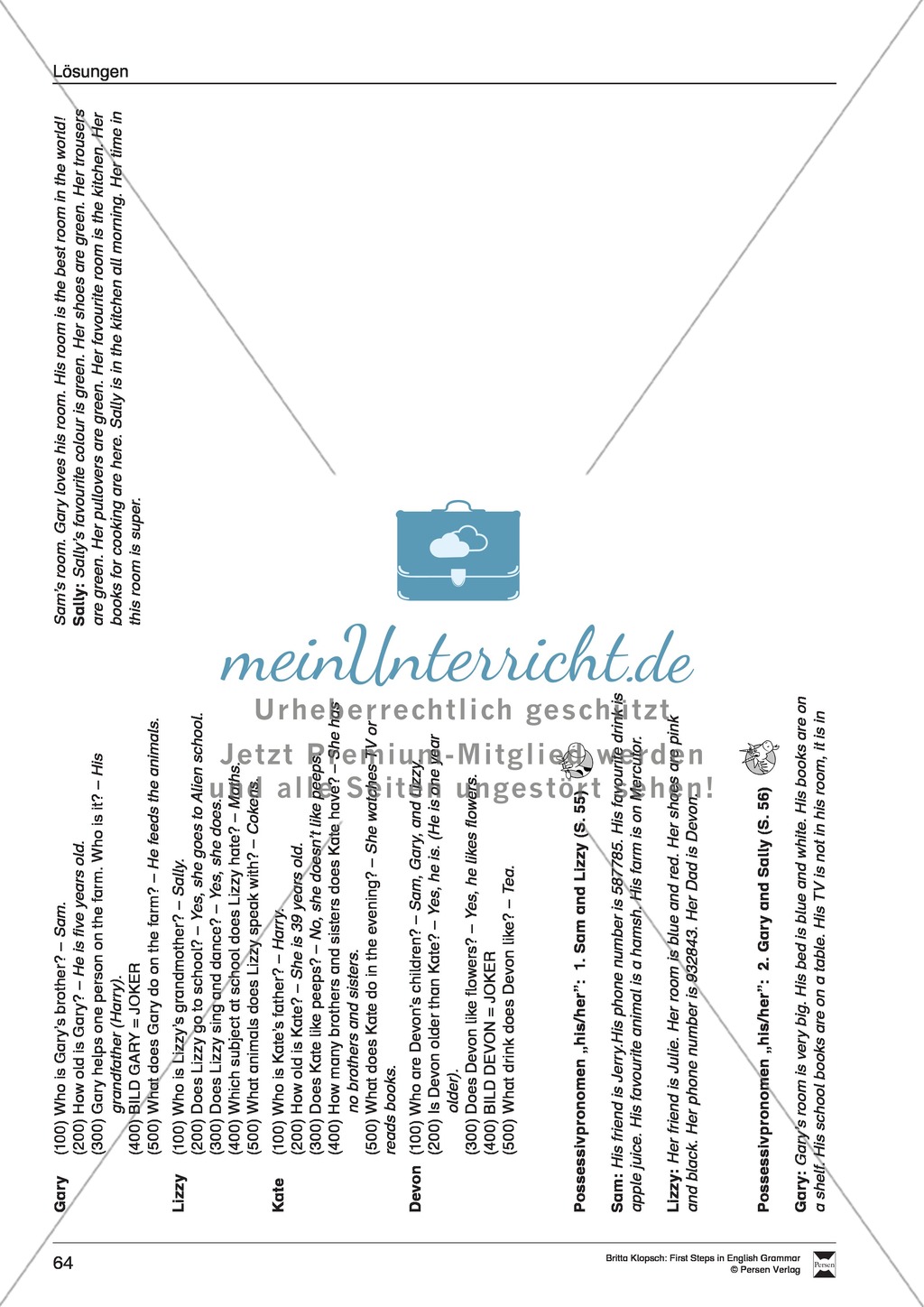 Übungen zum Simple Present anhand der Geschichte