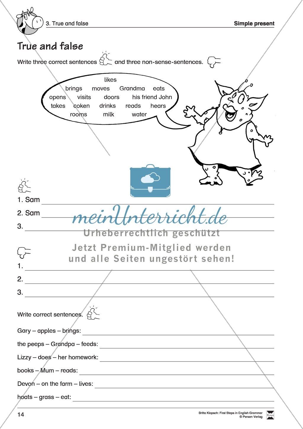 Übungen zum Simple Present anhand der Geschichte